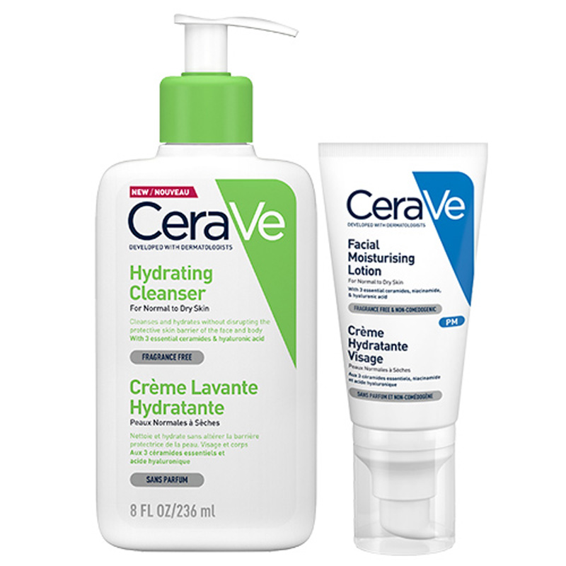 CeraVe Hydrating Cleanser 236ml & PM Facial Moisturising Lotion 52ml D