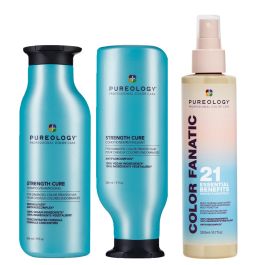 Pureology Strength Cure Shampoo 266ml, Strength Cure Conditioner 266ml & Color Fanatic Multi-Tasking Spray 200ml Pack