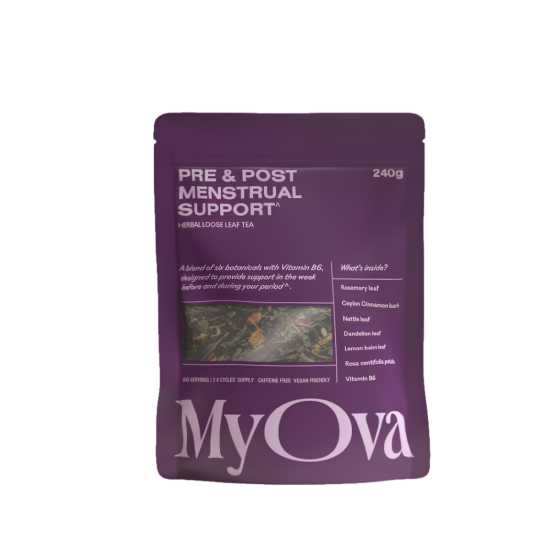 MyOva Pre + Post Menstrual Cycle Support Tea | Loose Leaf Herbal Tea | 75G (Approx. 30 Servings)