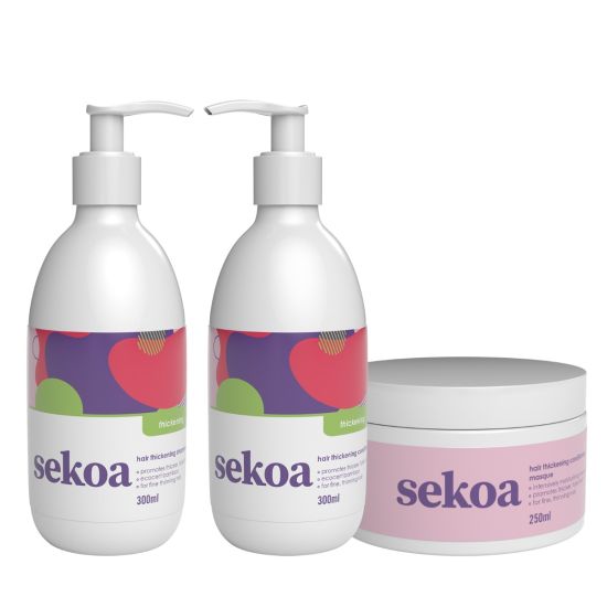 Sekoa Hair Thickening Shampoo 300ml Conditioner 300ml and Conditioning Masque 250ml Pack