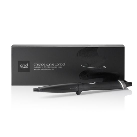 ghd Chronos Curve Conical Wand - 28-23mm Hair Curler In Black - Ideal for All Hair Lengths (UK Plug)