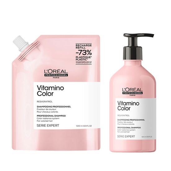 L’Oréal Professonnel Vitamino Color Shampoo 500ml & Refill Pack 500ml Duo