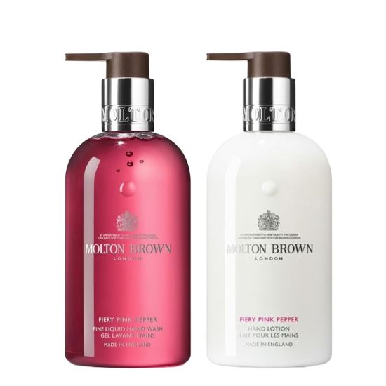 Molton Brown Fiery Pink Pepper Fine Liquid Hand Wash 300ml & Hand Lotion 300ml Duo