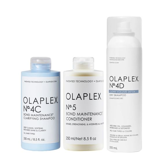 Olaplex No.4C Bond Maintenance Clarifying Shampoo 250ml, No. 5 Bond Maintenance Conditioner 250ml Duo & Olaplex No.4D Clean Volume Detox Dry Shampoo 250ml Pack