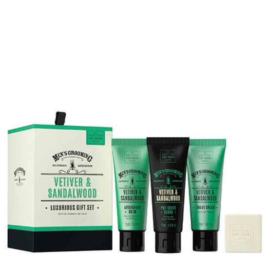 Scottish Fine Soaps Men's Grooming Vetiver & Sandalwood Luxurious Gift Set 