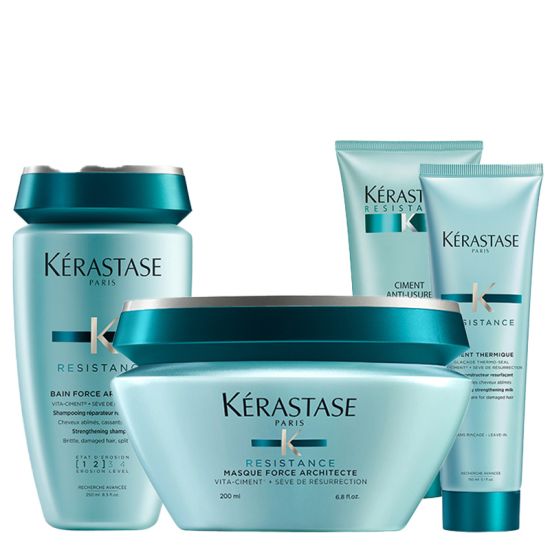 Kerastase Bain Force Architecte 250ml, Ciment Anti-Usure 200ml, Masque Force Architecte 200ml, Ciment Thermique Glacage Thermo-Seal 150ml Pack
