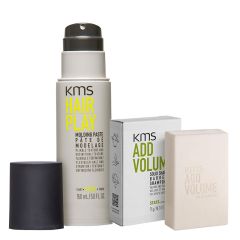 KMS AddVolume Bar Shampoo 75g & HairPlay Molding Paste 150ml Duo