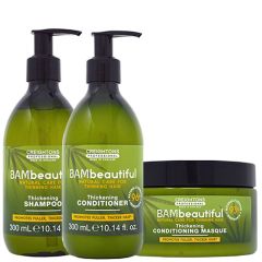 BAMbeautiful Thickening Shampoo 300ml, Thickening Conditioner 300ml and Thickening Conditioning Masque 300ml Pack