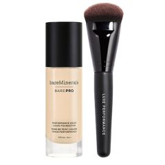 bareMinerals BAREPRO™ Performance Wear Liquid Foundation SPF20 30ml & Luxe Performance Brush Duo - Various Shades Available