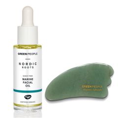 Green People Nordic Roots Marine Facial Oil 30ml & Branded Gua Sha Duo