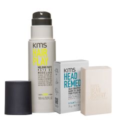 KMS HeadRemedy Bar Shampoo 75g & HairPlay Molding Paste 150ml Duo 