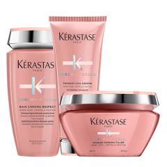 Kérastase Chroma Absolu Bain Respect Shampoo 250ml, Strengthening Fondant 200ml and Mask 200ml Pack 