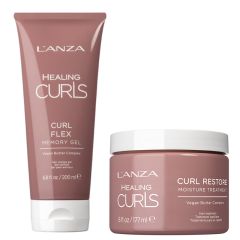 L'Anza Healing Curls Flex Memory Gel 200ml & Healing Curls Restore Moisture Treatment 177ml Duo 