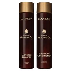 L'ANZA Keratin Healing Oil  Lustrous Shampoo 300ml & Keratin Healing Oil  Lustrous Conditioner 250ml Duo