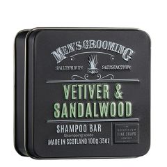 Scottish Fine Soaps Men's Grooming Vetiver & Sandalwood Shampoo Bar in a Tin 100g