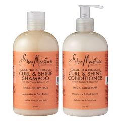 Shea Moisture Coconut and Hibiscus Curl & Shine Shampoo and Conditioner 379ml Duo