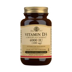 Solgar Vitamin D3 (Cholecalciferol) 4000 IU (100 µg) Vegetable Capsules - Pack of 120