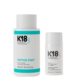 K18 Peptide Prep Detox Shampoo 250ml and Leave-In Molecular Repair Hair Mask 50ml Duo