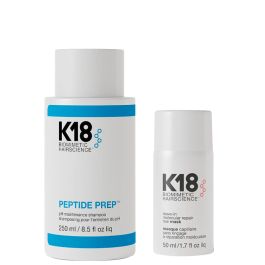 K18 Peptide Prep PH Shampoo 250ml and Leave-In Molecular Repair Hair Mask 50ml Duo