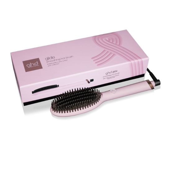 ghd Glide Charity Limited Edition Smoothing Hot Brush in Pink Sorbet with Matching Heat-Resistant Bag & Mat