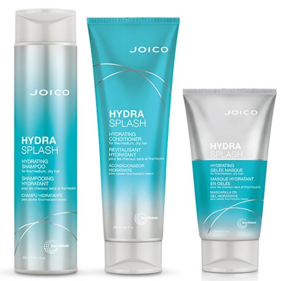 JOICO HydraSplash Hydrating Shampoo 300ml, HydraSplash Hydrating Conditioner 250ml & HydraSplash Hydrating Gelee Masque 150ml Pack