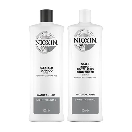 Nioxin System 1 Cleanser Shampoo 1000ml & System 1 Scalp Therapy Revitalizing Conditioner 1000ml Duo Worth £169