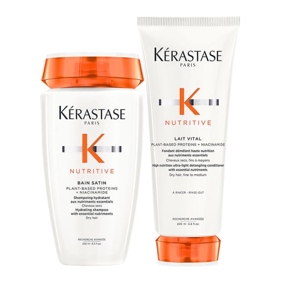 Kérastase Nutritive Bain Satin Hydrating Shampoo 250ml and Lait Vital 200ml Duo
