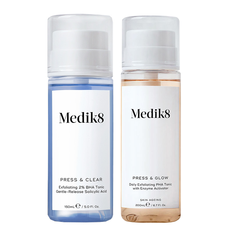 Medik8 Press & Glow 200ml and Press & Clear 150ml Duo