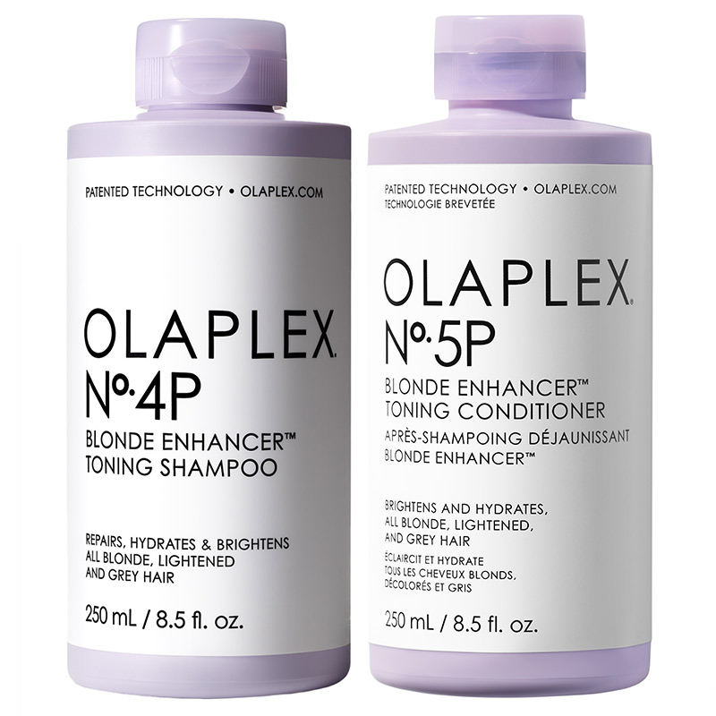 Olaplex No.4P Blonde Enhancer Toning Shampoo and No. 5P Blonde Enhance