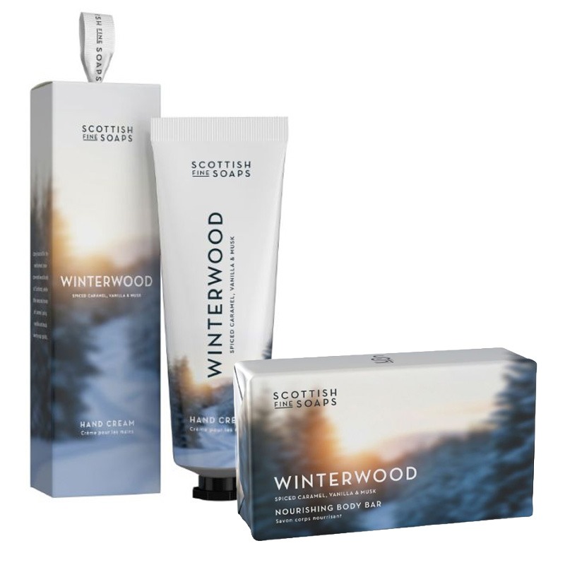 Scottish Fine Soaps Cream/Golden Scottishfine Soaps Winterwood Nourishing Body Bar 220G & Winterwood Ha