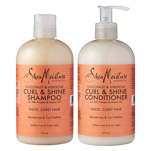 Shea Moisture Coconut and Hibiscus Curl & Shine Shampoo and Conditione