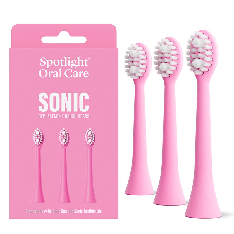 Spotlight Oral Care Pink Sonic Toothbrush Replacement Heads In