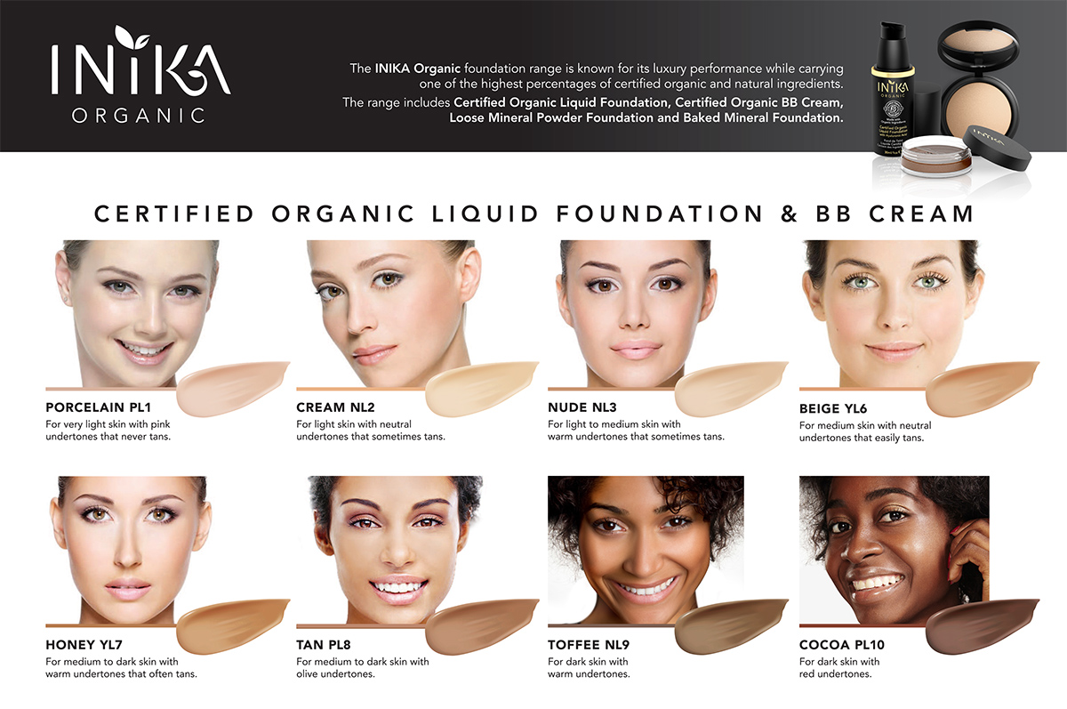 Inika Shade Finder and Guide for Liquid Formations of Foundation